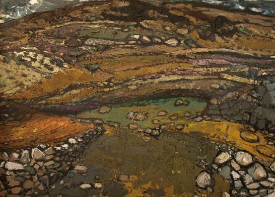 Paisaje Paisaje natural con terrenos de colores terrosos y rocosos.